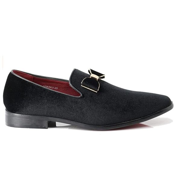 Men's Vintage Bow Tie Velvet Dress Loafers Slip On Fashion Shoes Classic Tuxedo - Picture 2 of 7